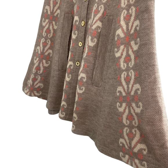 Anthropologie Madchen Flowering Pompona Sweater Cape Cardigan Womens Medium - Picture 3 of 7